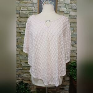 Studio Works Pink Layered Sparkle Blouse Top